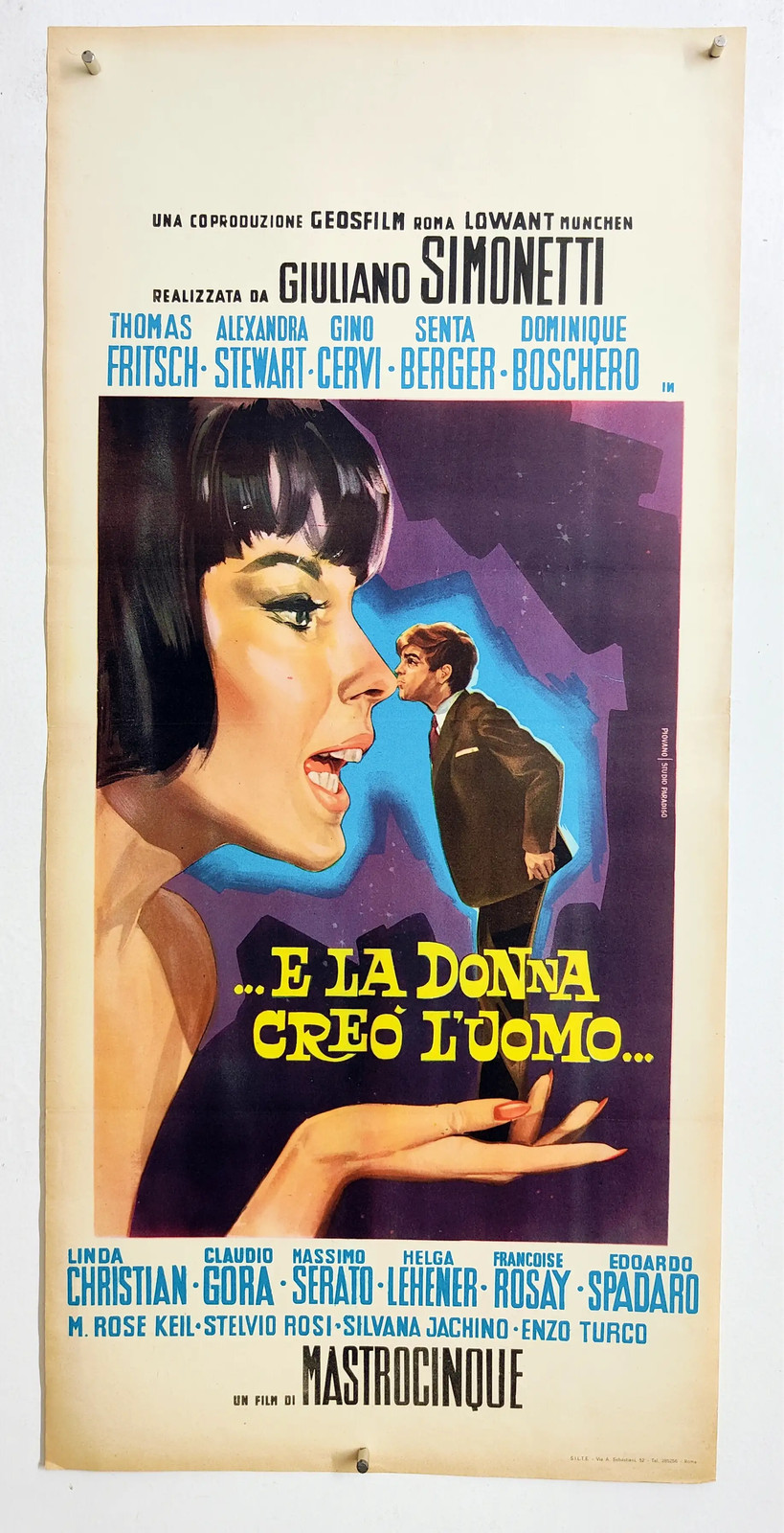 cm.33×70-E LA DONNA CREO’ L’UOMO-GINO CERVI-SENTA BERGER-COMMEDIA-N63-39