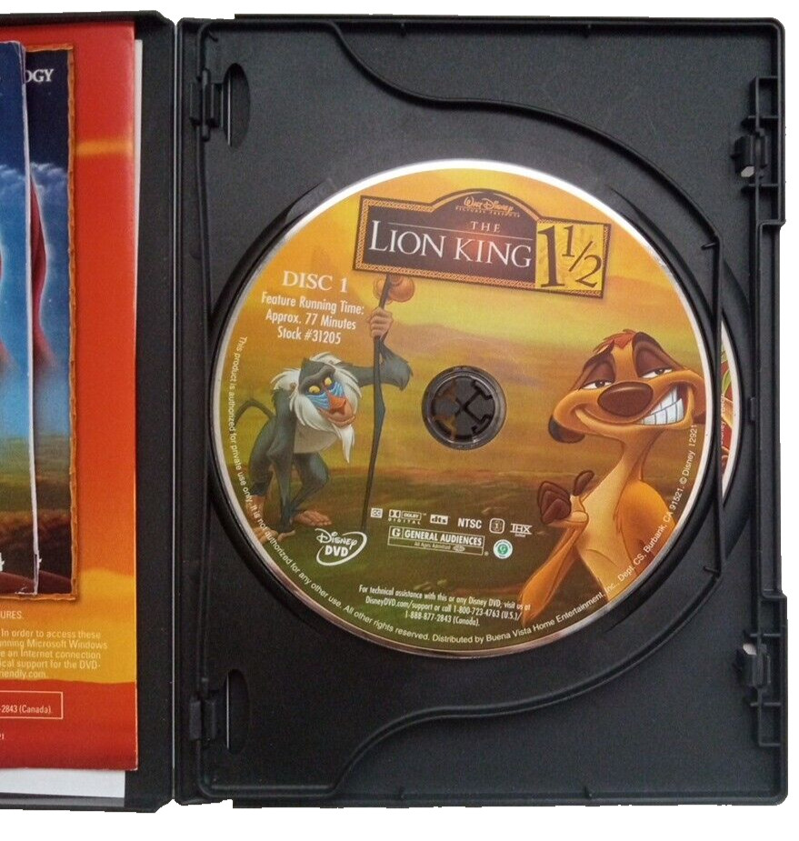 The Lion King 1 1/2, Two DVD Set, Walt Disney, Plus Bonus Features, 2004, 77 Min
