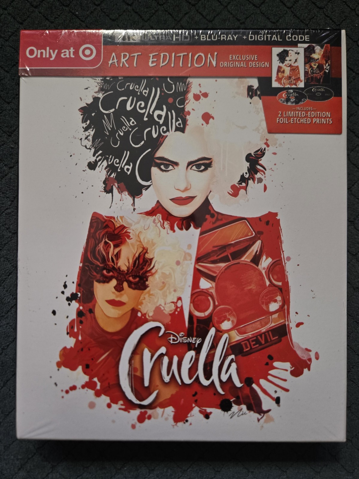 Cruella 4K Ultra HD + Blu-ray + Digital Code Target Exclusive Art Edition *NEW*
