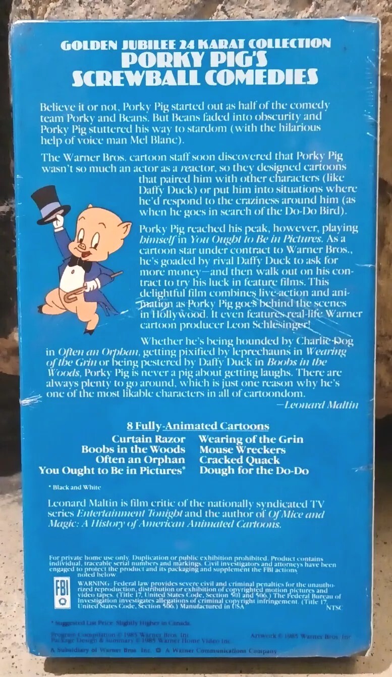 Porkey Pigs Screwball Comedies VHS Warner Bro Golden Jubilee 24K New Sealed