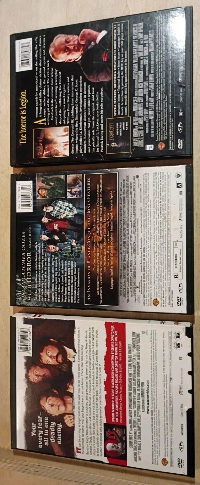 6 Classic Horror DVD’s. Exorcist 3. IT. The Ring. Candyman. DREAMCATCHER