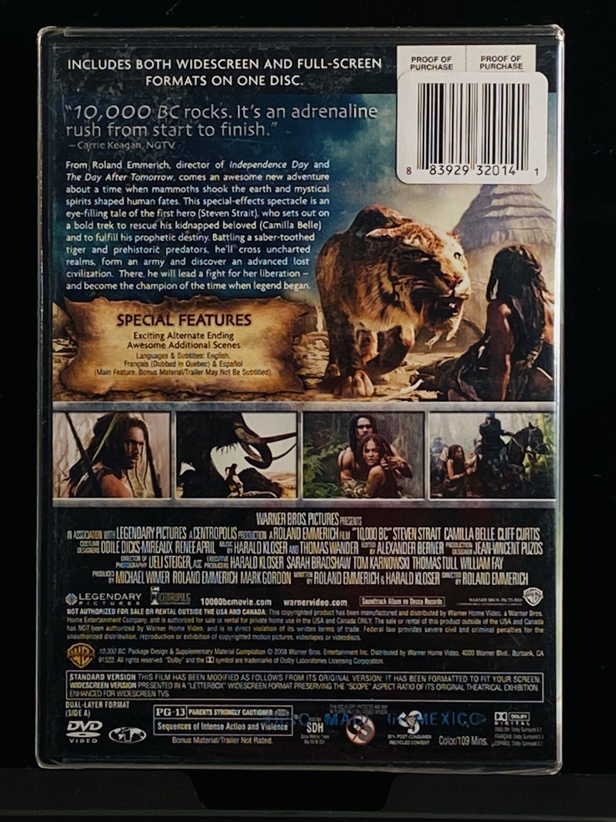 10,000 BC (DVD 2008 WS + FS) PG-13 Steven Strait Camilla Belle NEW / NO CODE