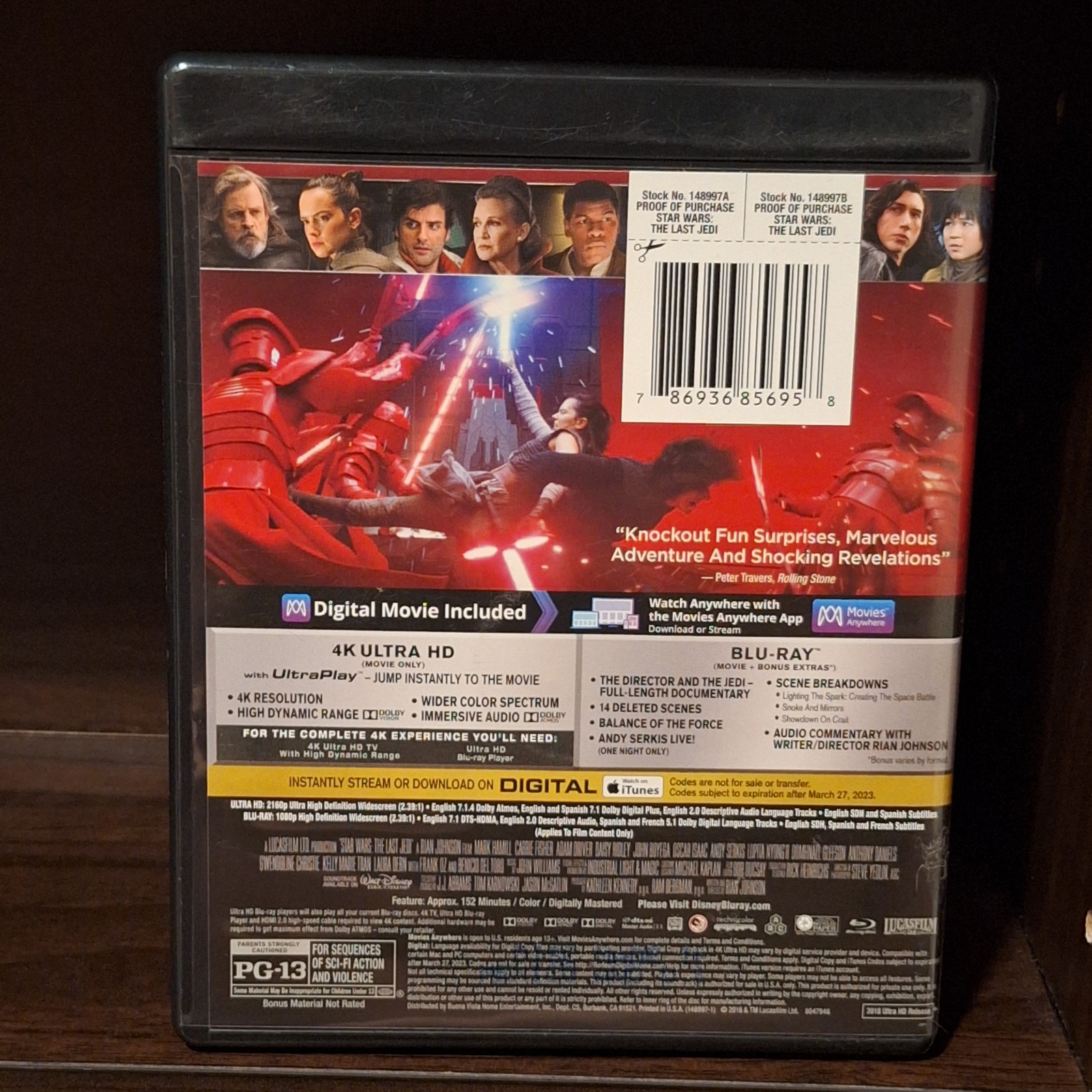 Star Wars The Last Jedi 4K UHD Blu-ray Ultimate Collector’s Edition 2017