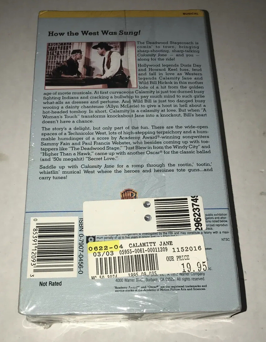 Calamity Jane VHS Doris Day Howard Keel Musical Film New Sealed Video 1953