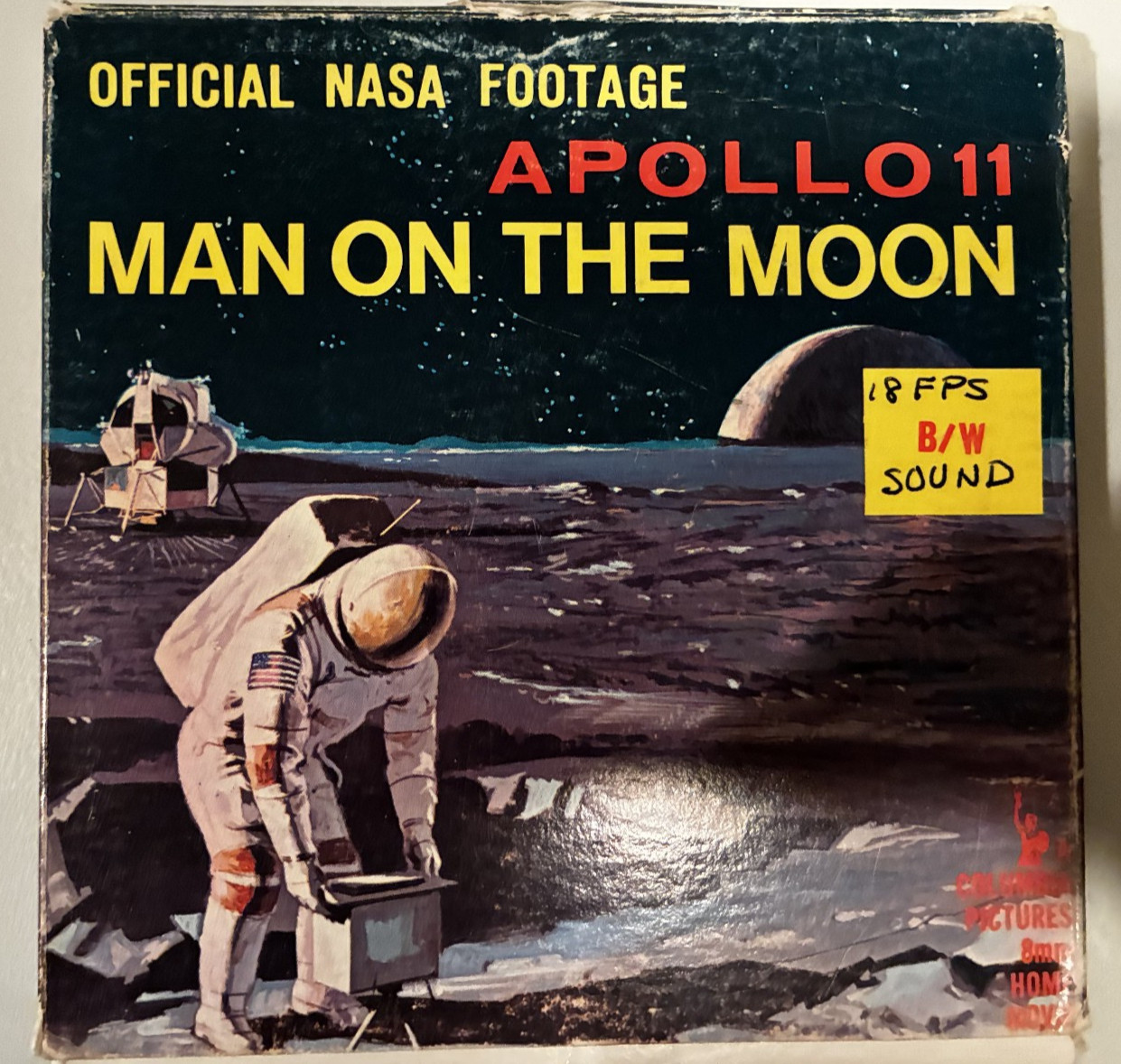 Regular 8mm B&W Sound APOLLO 11 MAN ON THE MOON – 2 copies -home recorded audios