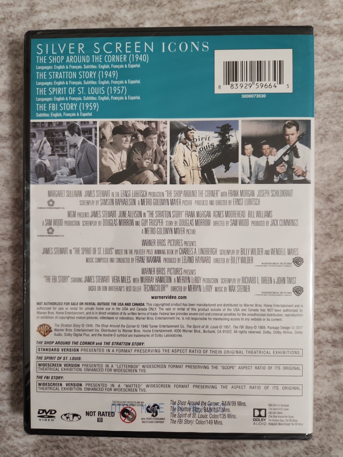 Silver Screen Icons: James Stewart DVD Collection 1940-59 Four Classic Films New