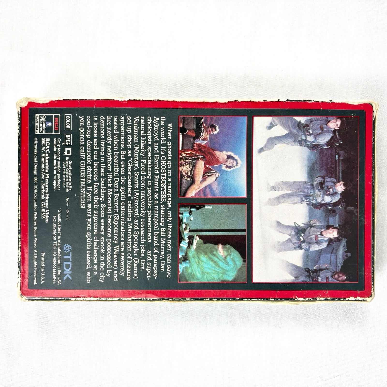 VTG Ghostbusters (1985 VHS RCA) 1st Edition Red Border Side Load Slipsleeve