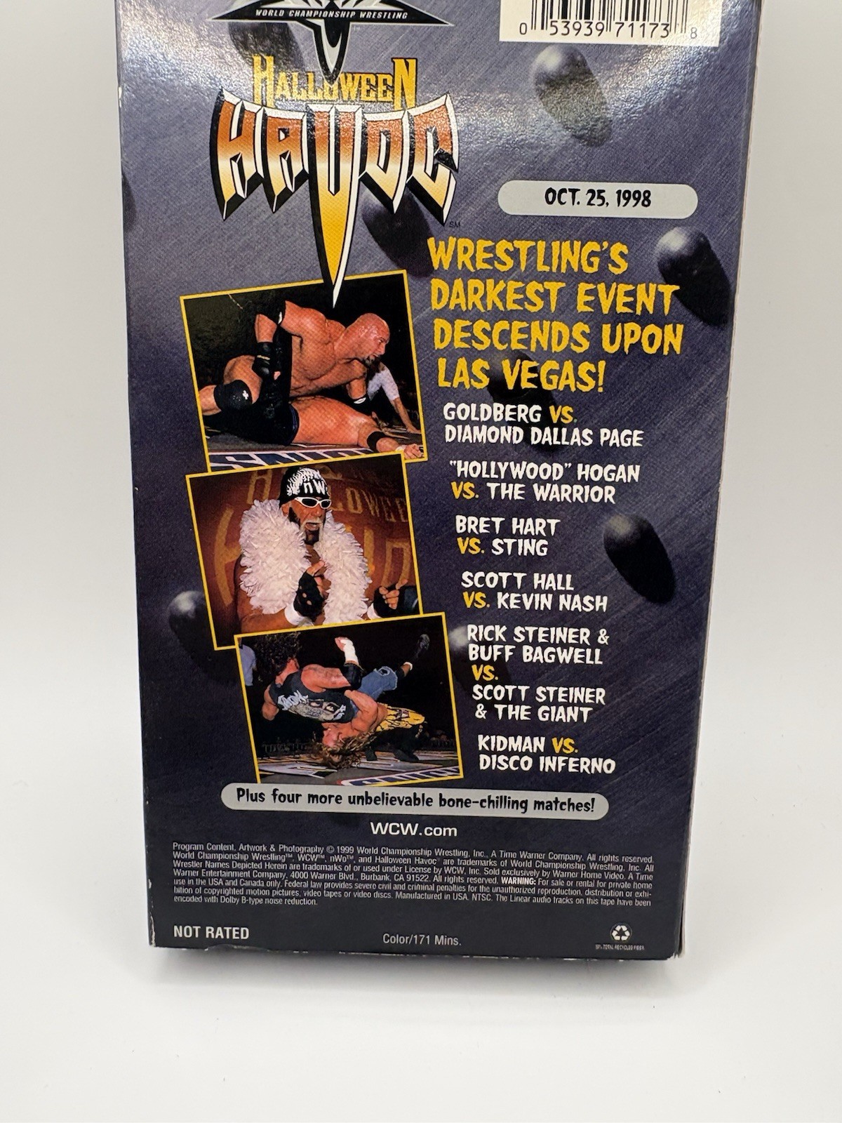 1998 Halloween Havoc VHS Tape Great Condition Tested Works Great