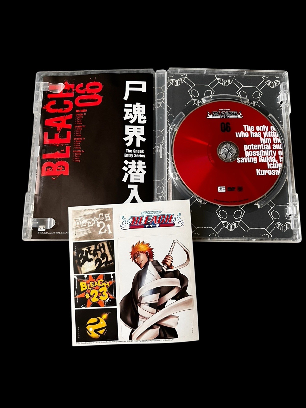 Shonen Jump Bleach DVDs Anime Lot Of 13 W/Patches Prints Stickers Ect. Excellent