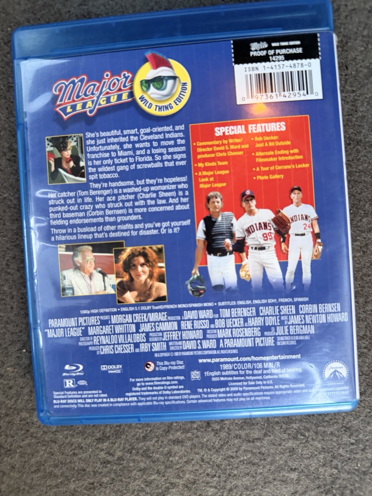 Major League (Blu-ray Disc, 1989) Wild Thing Edition