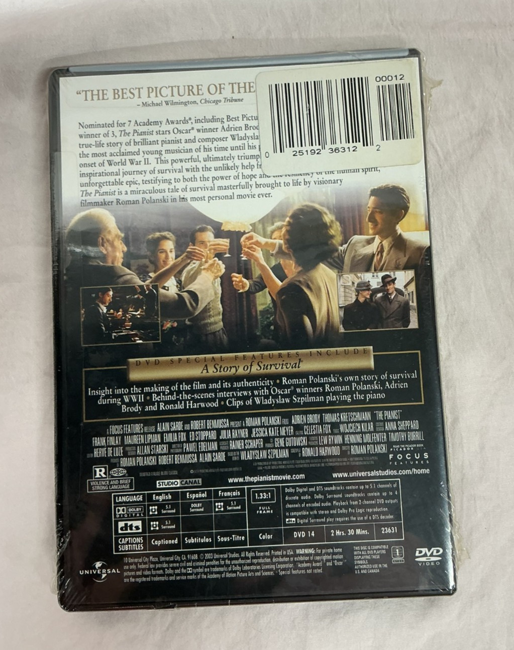 Pianist (DVD, 2002) NEW! SEALED!! Free Shipping!
