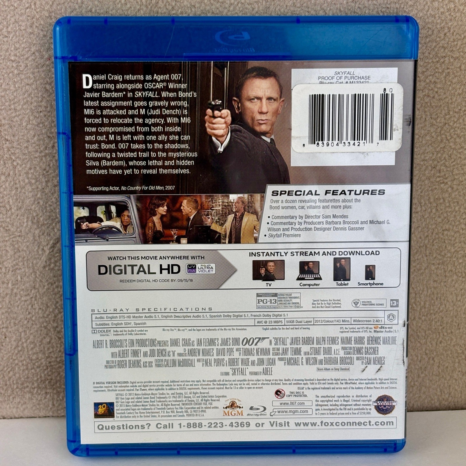 James Bond Skyfall [Blu Ray 2012] Movie Daniel Craig Javier Bardem