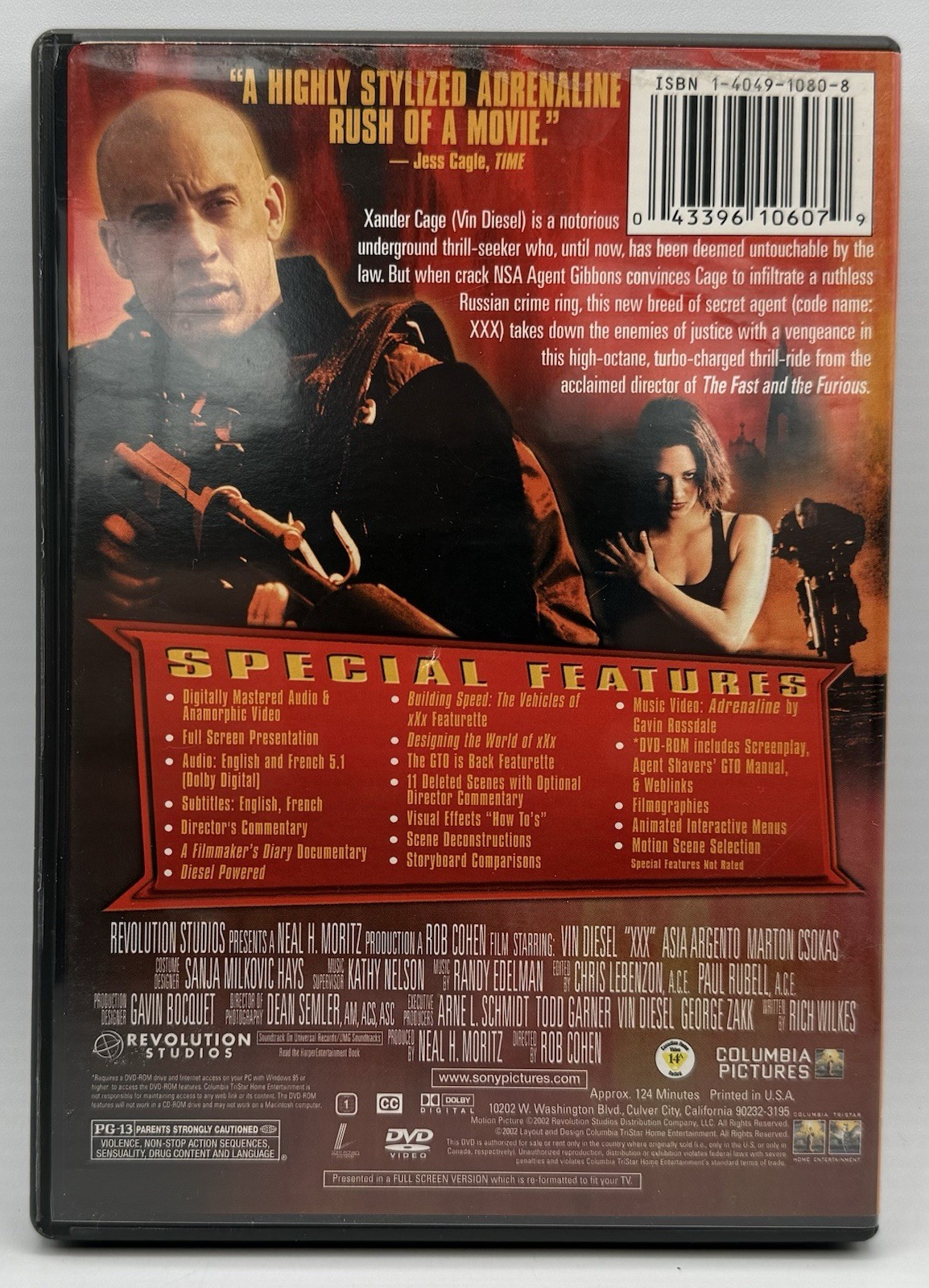 XXX DVD Full Screen Special Edition Vin Diesel Asia Argento Marton Csokas 2002