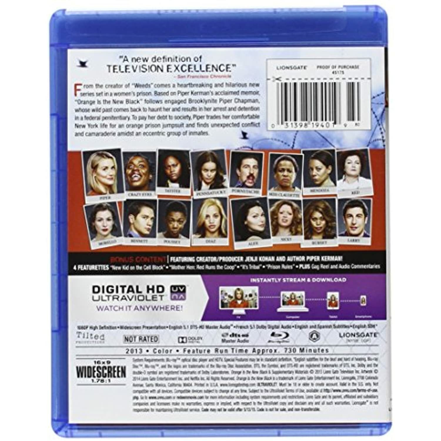 Orange Is The New Black: Season 1 (Blu-ray, 2013, 3-Disc Set, Widescreen)