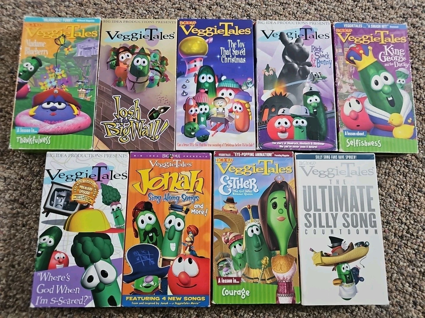 Veggie Tales VHS Videos Lot of 9 Movies Assorted Titles Tested