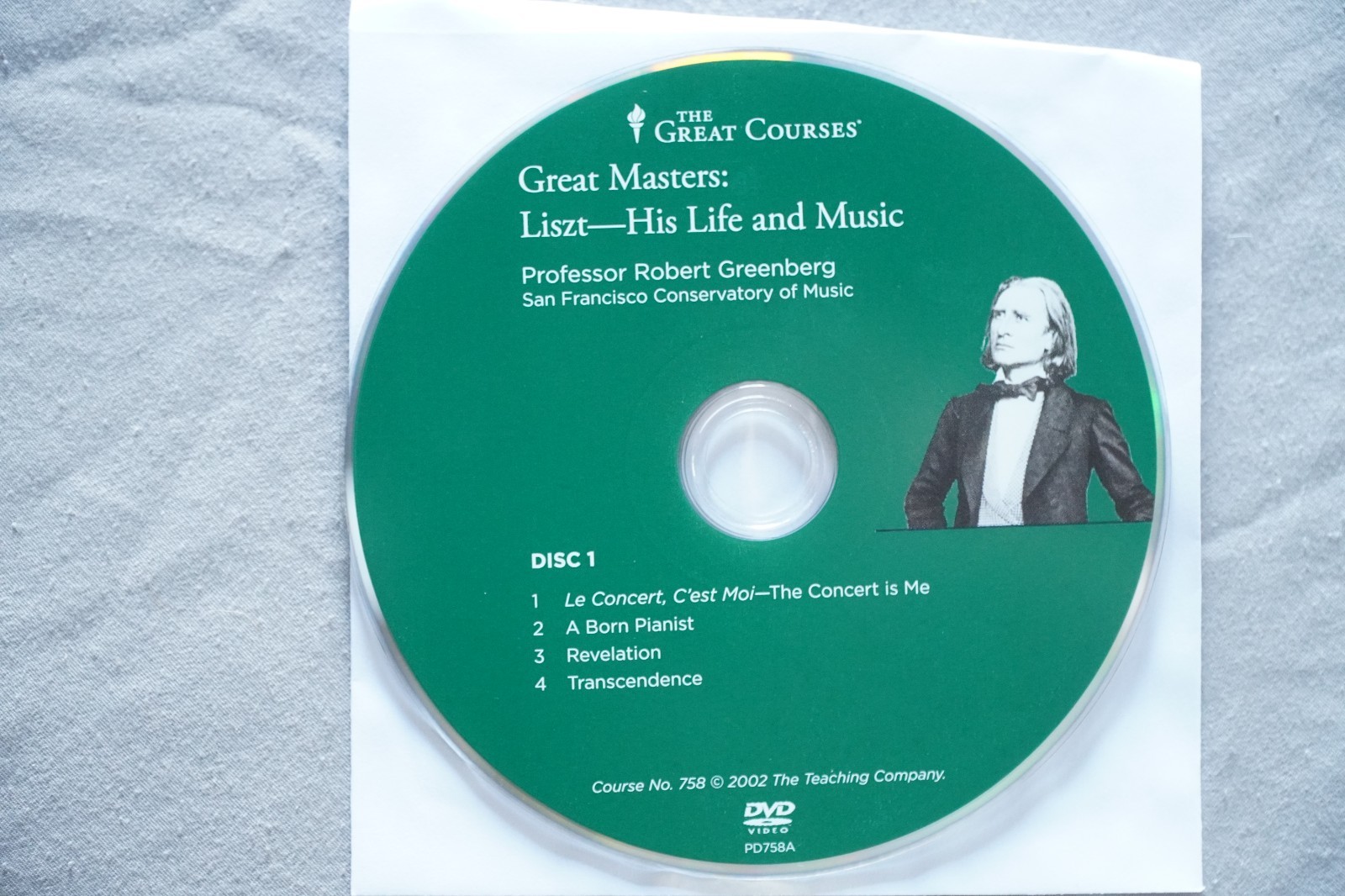 The Great Courses Liszt – His Life And Music – A Born Pianist DVD **Disc Only**