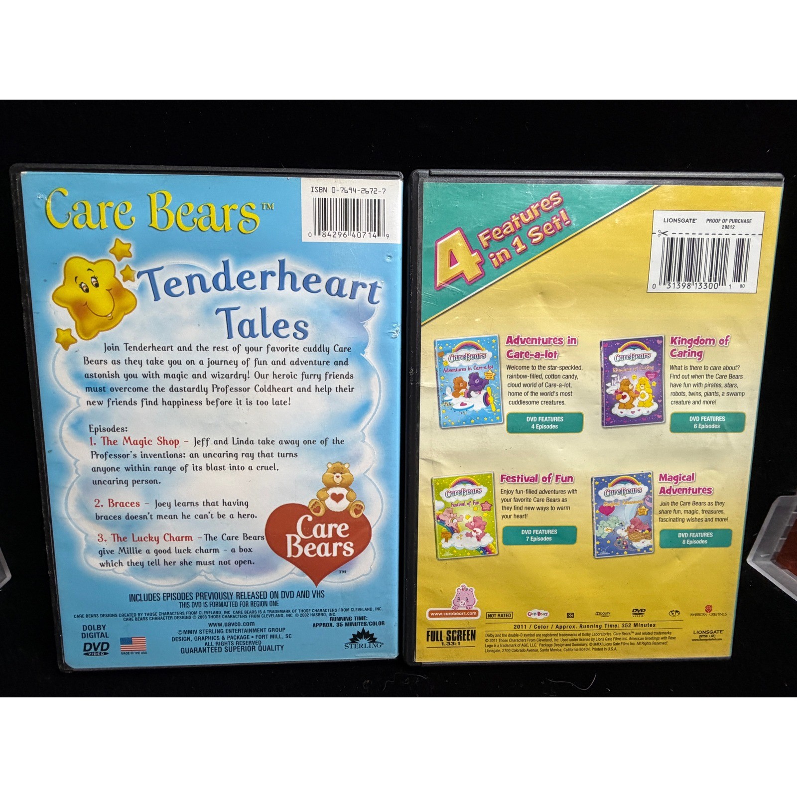 Care Bears DVD Lot Tenderheart Tales and 4 Feature Set Animated Kids Movies