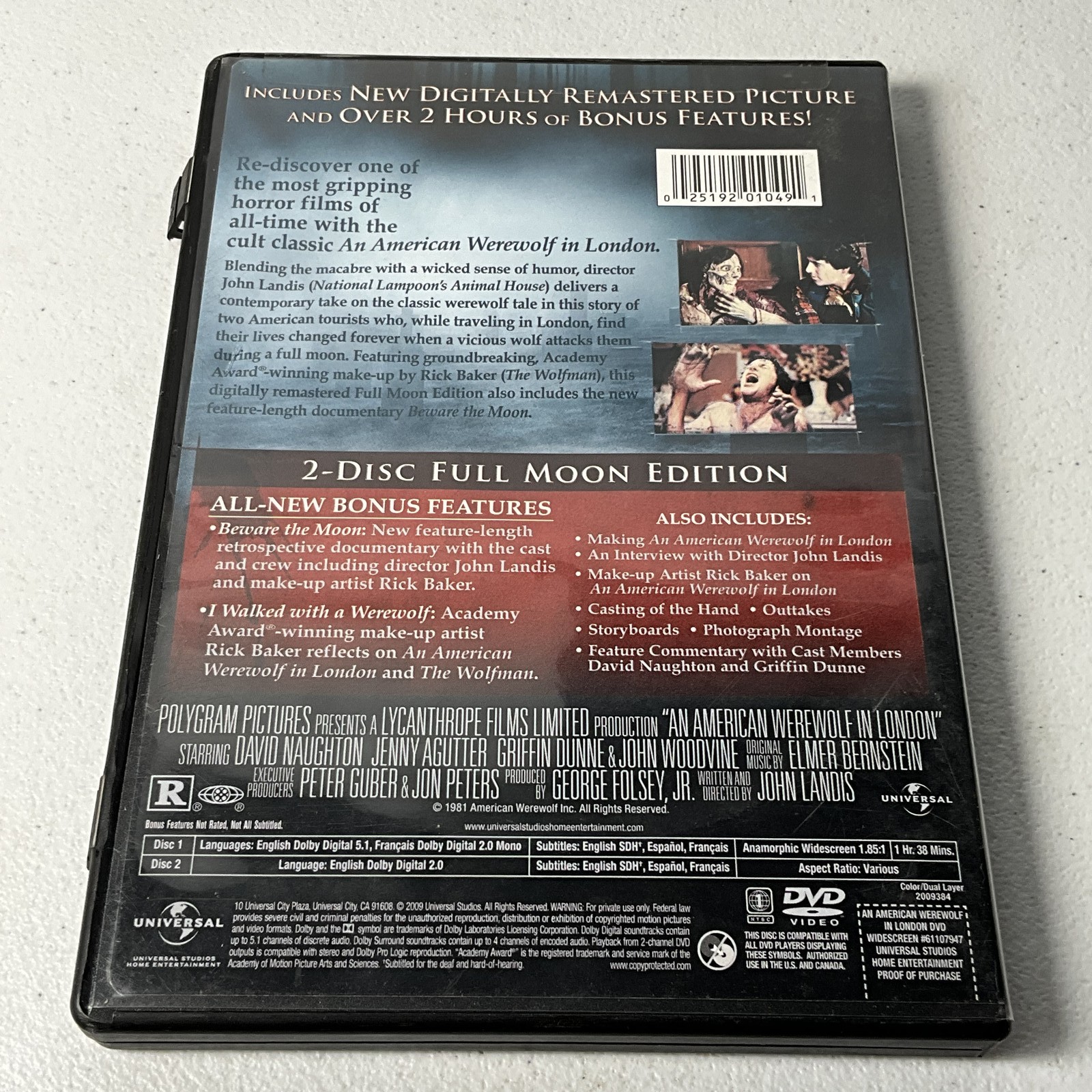 An American Werewolf in London DVD 2-Disc Full Moon Edition Horror John Landis