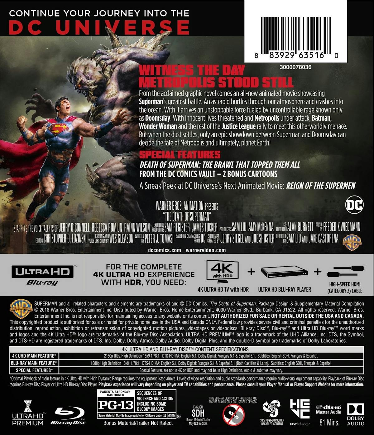 The Death of Superman 4K UHD Blu-ray Jerry O’Connell NEW
