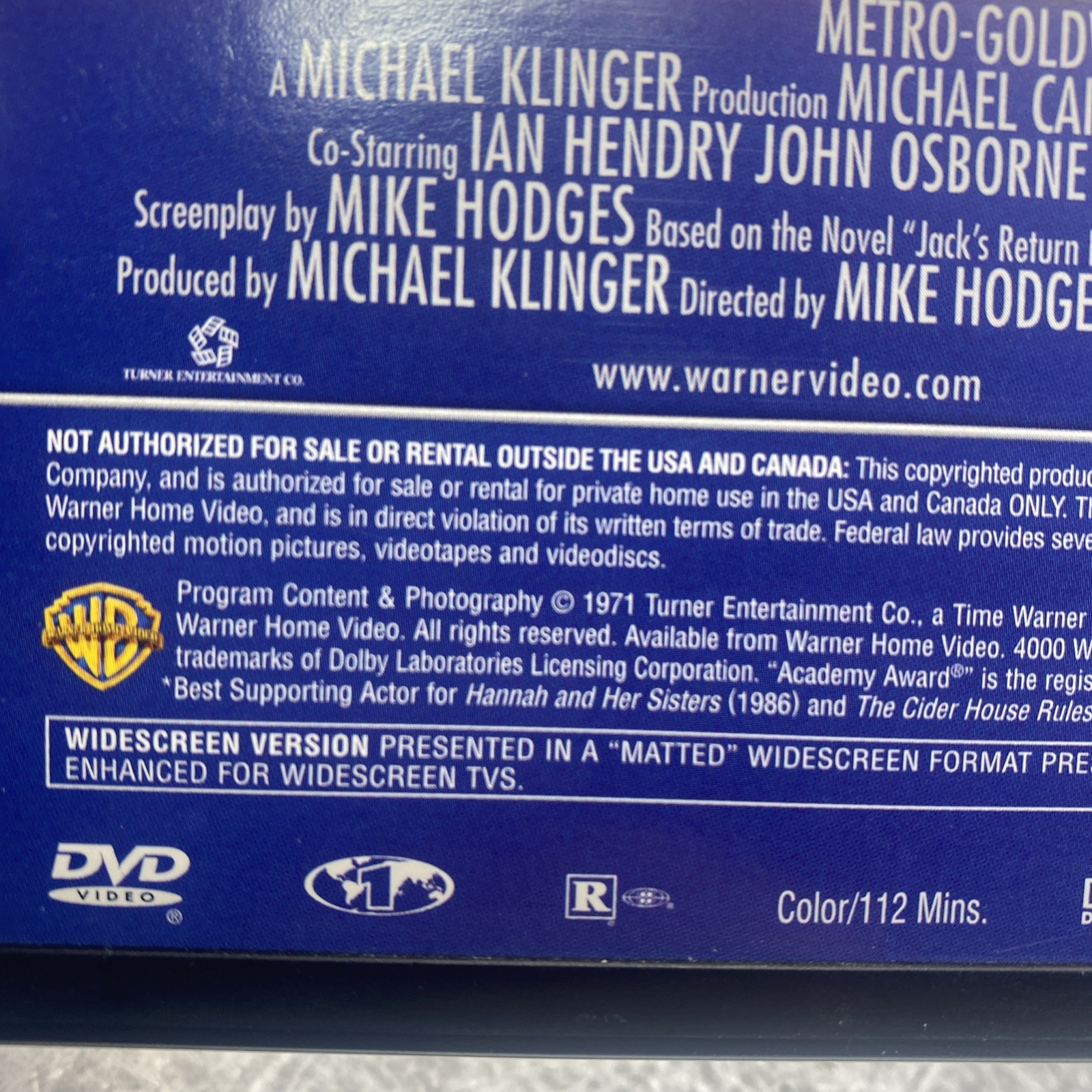 Get Carter DVD 1971 Michael Caine Snapcase British Crime Film Noir OOP