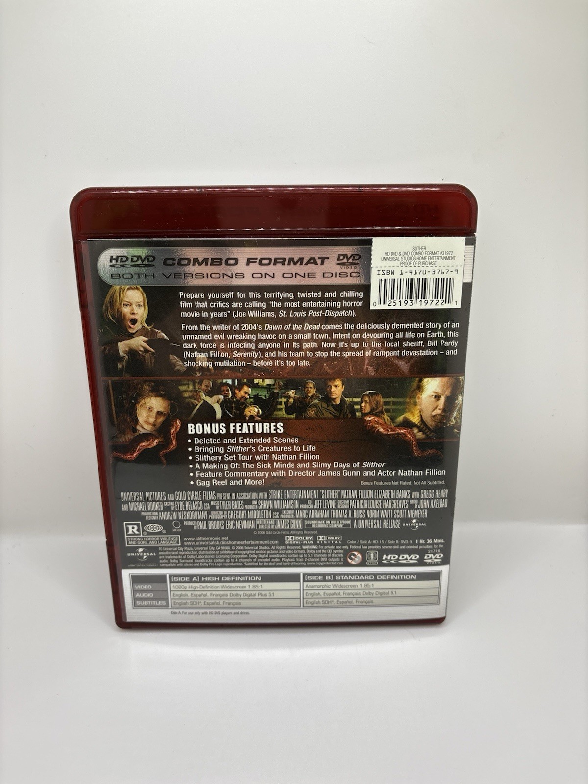 Universal Slither HD DVD Combo Format 2006 R James Gunn Fillion 96min
