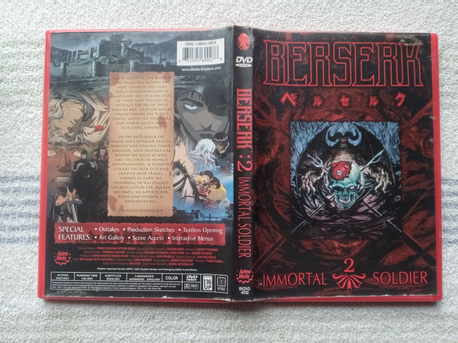 Berserk Vol. 2 Immortal Soldier (Ep. 6-9) Manga DVD 2002 – Anime Works – Tested!