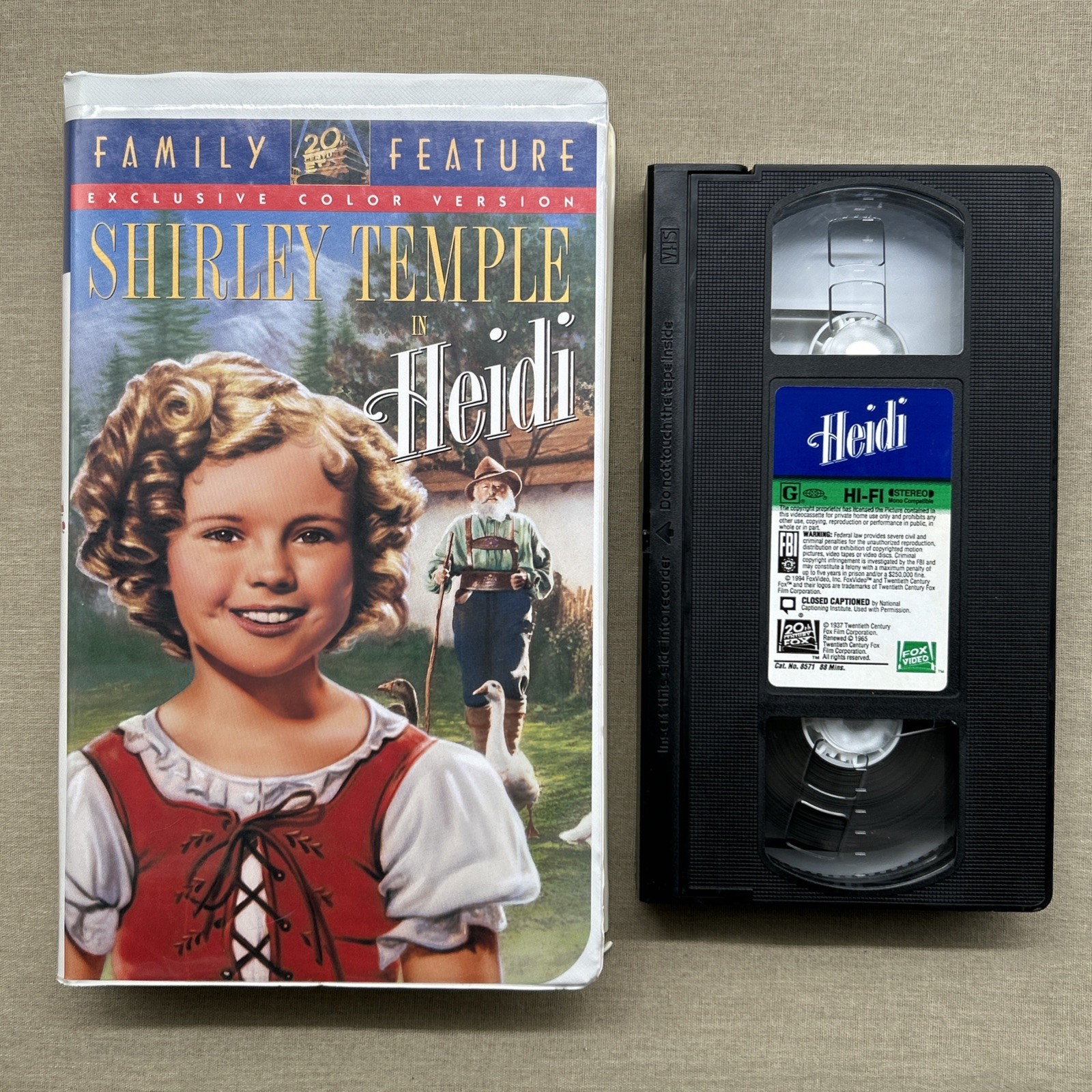 Heidi (VHS 1937) Shirley Temple Musical Johanna Spyri Jean Hersholt A. Treacher