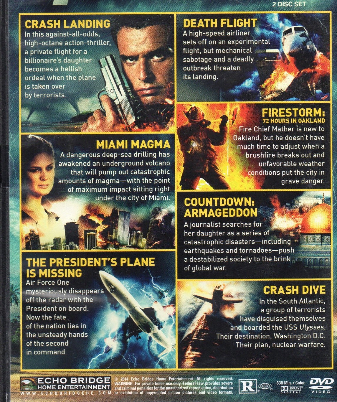 7movie DVD Crash Landing,FIRESTORM,Death Flight,CRASH DIVE,COUNTDOWN ARMAGEDDON