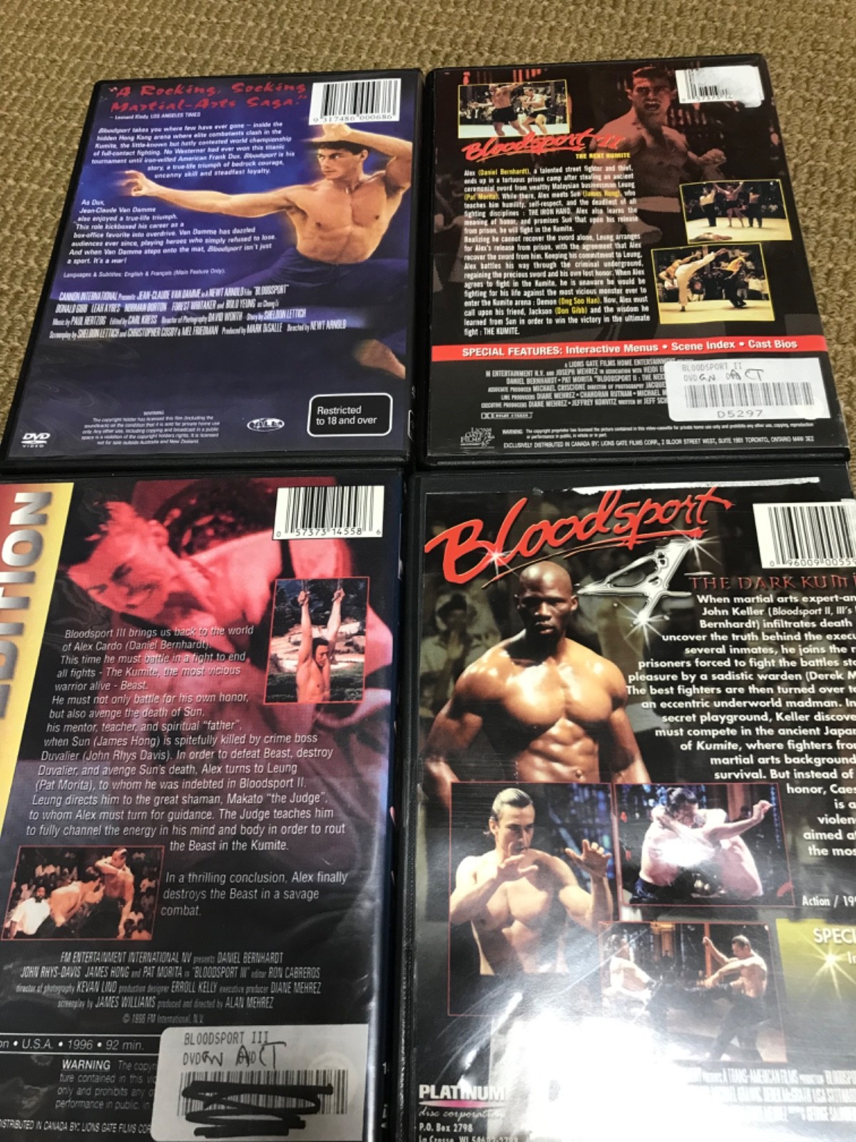 BLOODSPORT 1-4 DVD LOT Action Van Damme 90s Matial Arts 2 & 3 OOP RARE