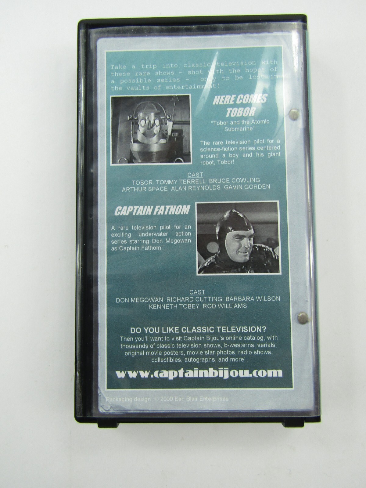 Unsold TV Pilots VHS Hard Case Here Comes Tobor & Captain Fathom Sci Fi 2000