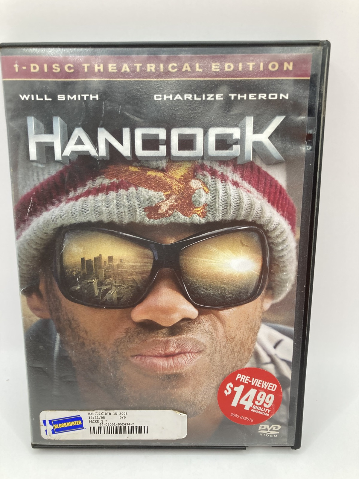 Hancock (DVD, 2008) Theatrical Edition Single Disc Will Smith 92 Minutes