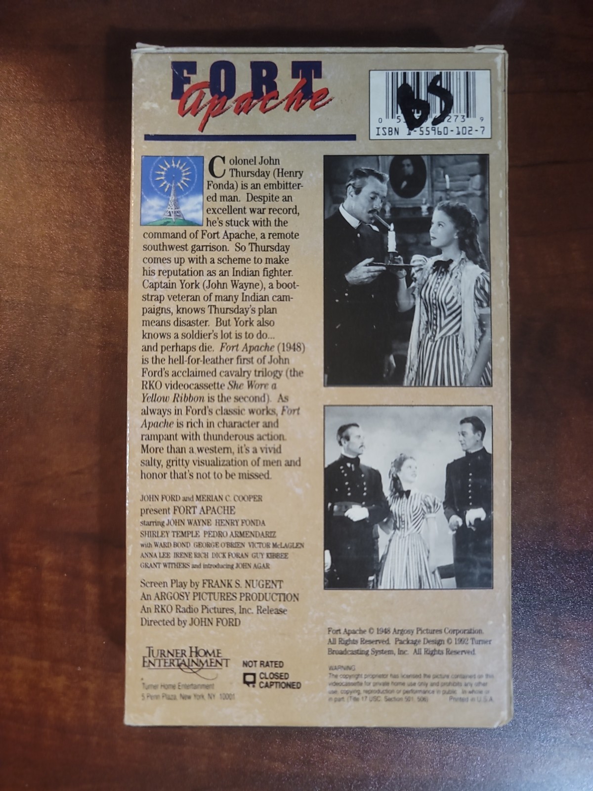 Fort Apache VHS Movie John Wayne Henry Fonda, Vintage Color Version VCR Tape 📼