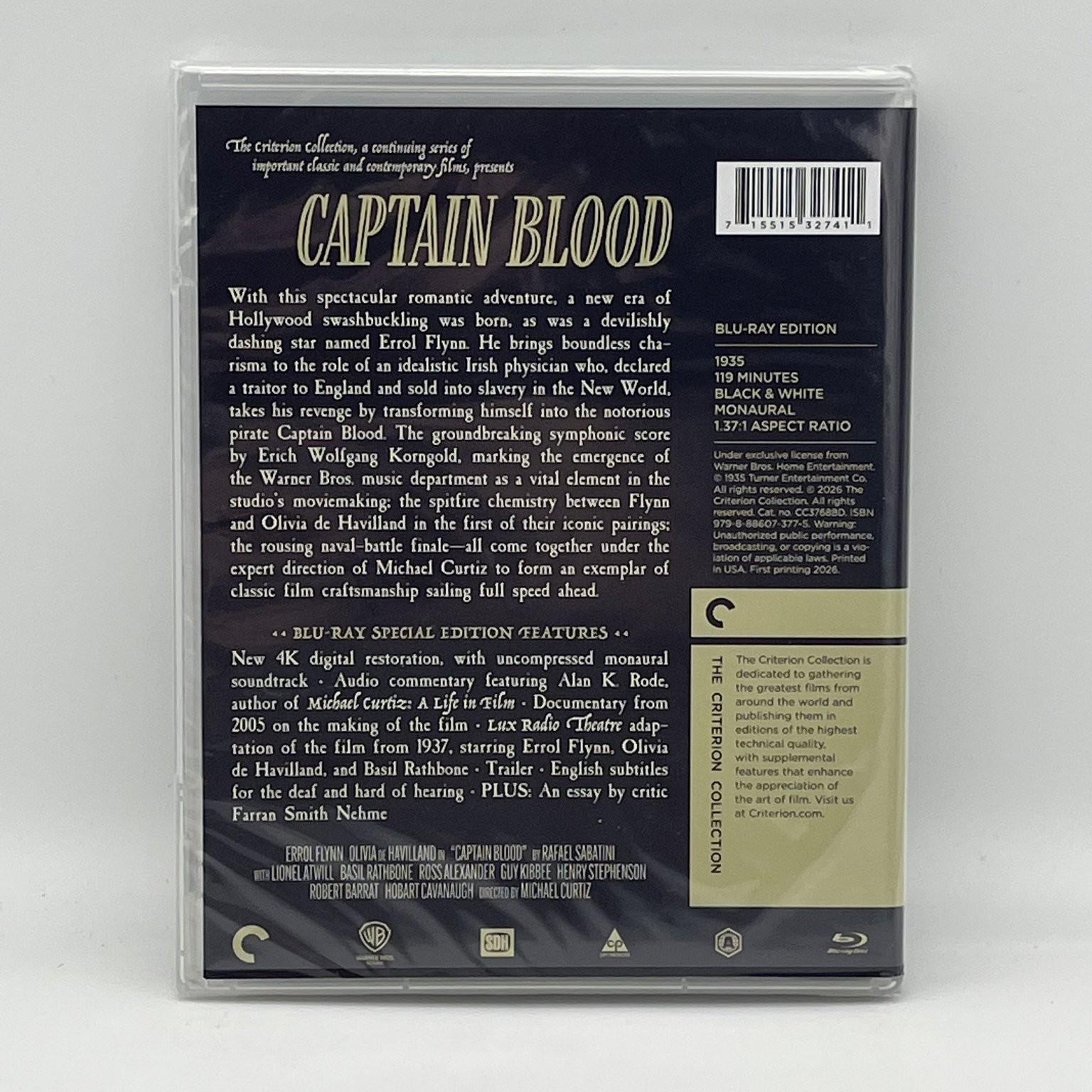 Captain Blood Blu-ray 1935 Criterion Collection Errol Flynn Michael Curtiz NEW