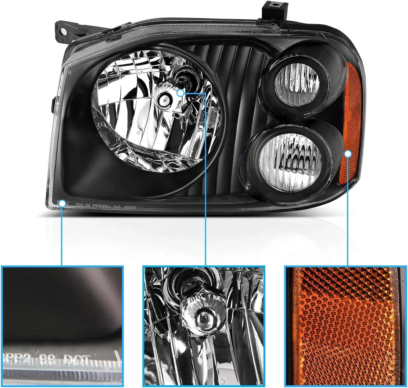 2001-2004 Replacement Halogen Headlights for Nissan Frontier Pickup Truck D22 Ba