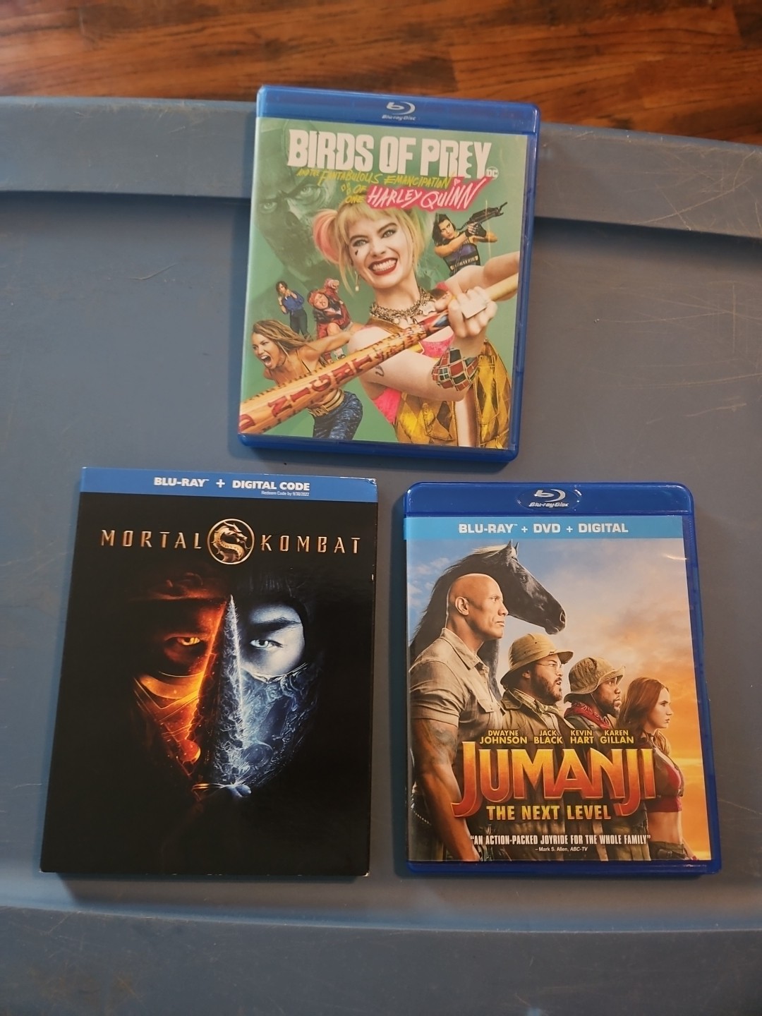 Lot Of 3, Blue Ray, Birds Of Pray, Mortal Kombat, Jumanji