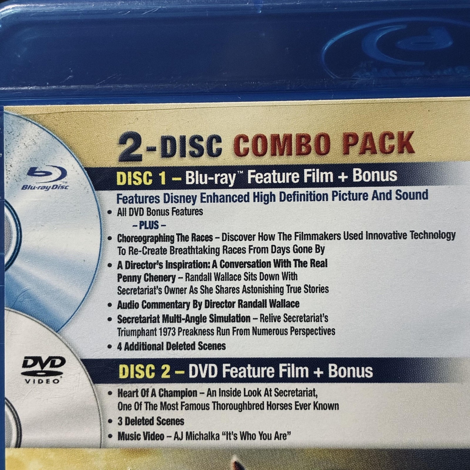 Secretariat Blu-ray DVD Combo Diane Lane John Malkovich Disney PG Drama Movie