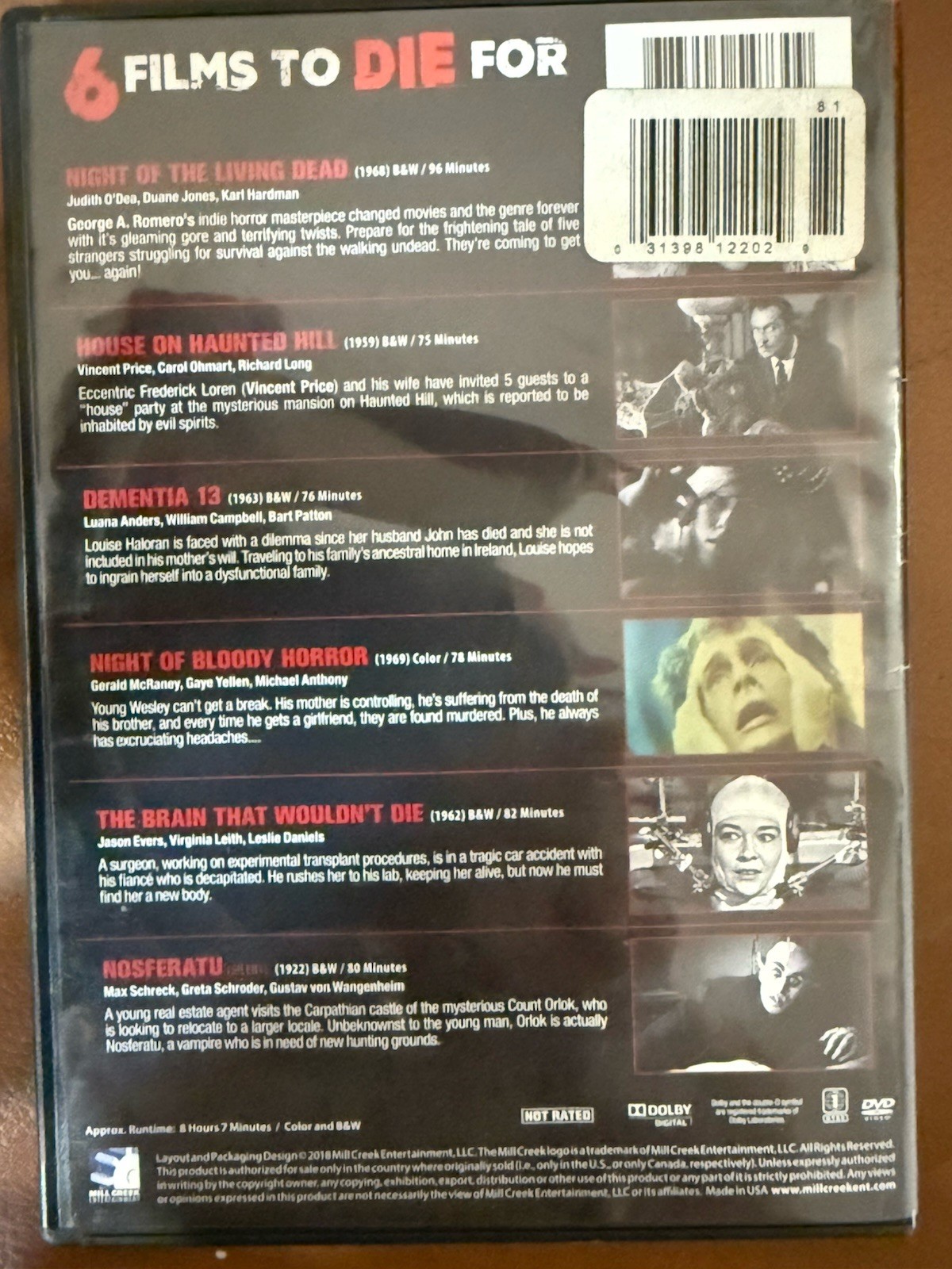 NIGHT OF THE LIVING DEAD AND 5 BONUS FILMS DVD Very Good Condition !￼