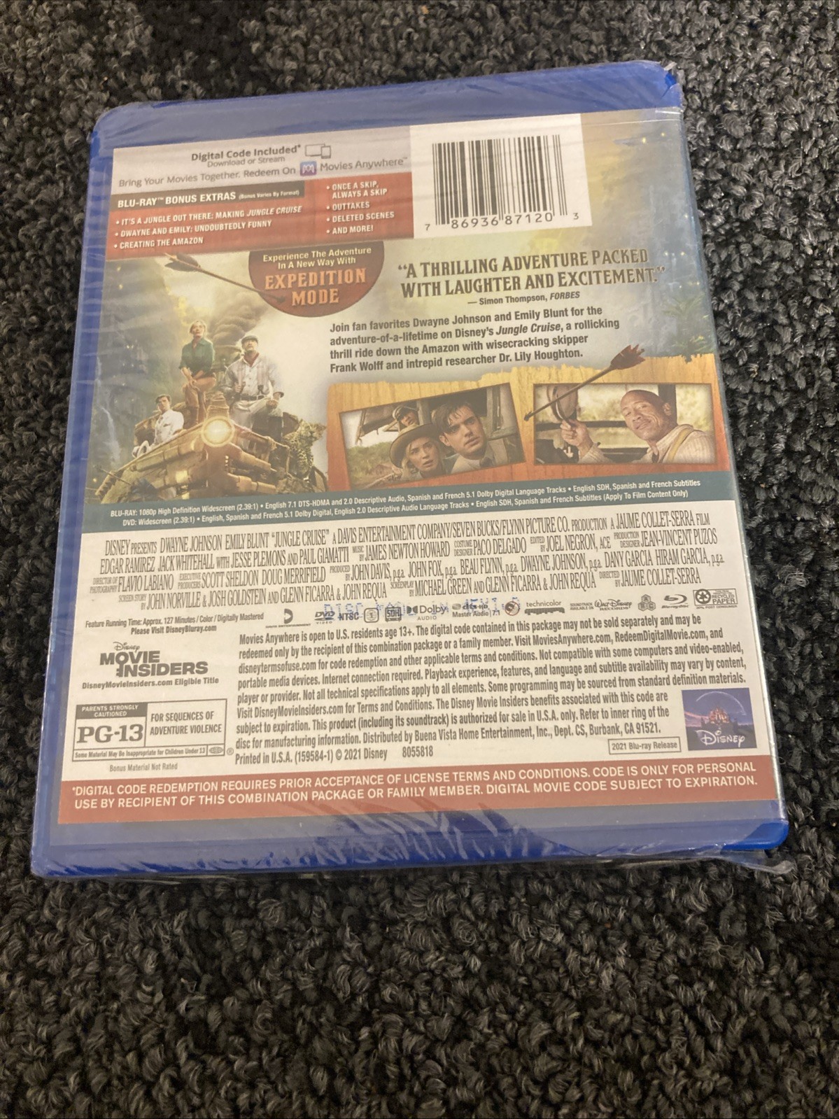 Jungle Cruise (Blu-ray + DVD, 2021) Dwayne Johnson SEALED