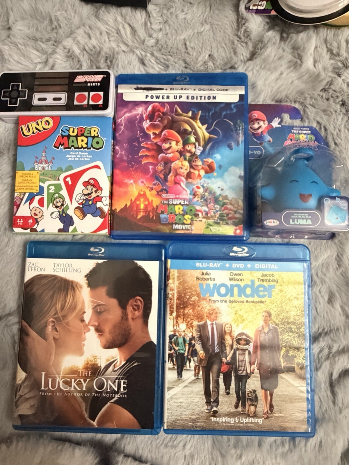 THE SUPER MARIO BROS. BLU RAY MOVIE Mario Galaxy Star,Uno Mario,Wonder Lot Of 6
