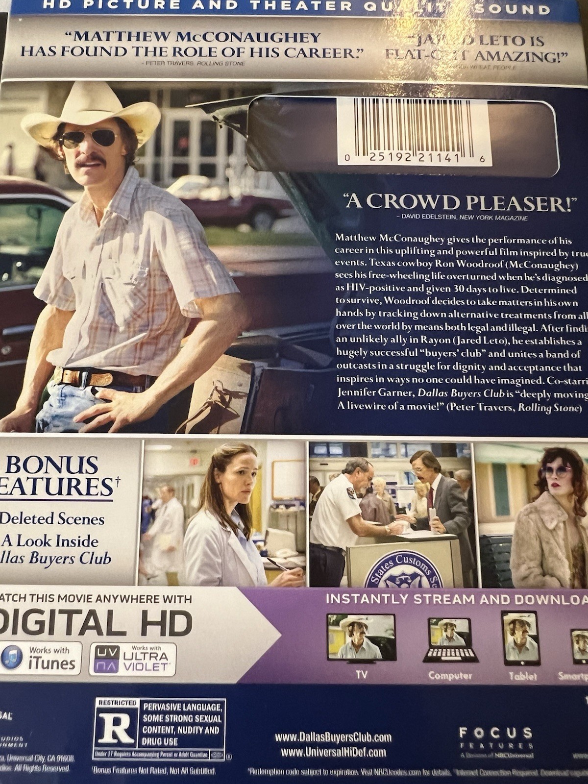 Dallas Buyers Club [Blu-ray + DVD w/ Slipcover] Matthew McConaughey VERY GOOD