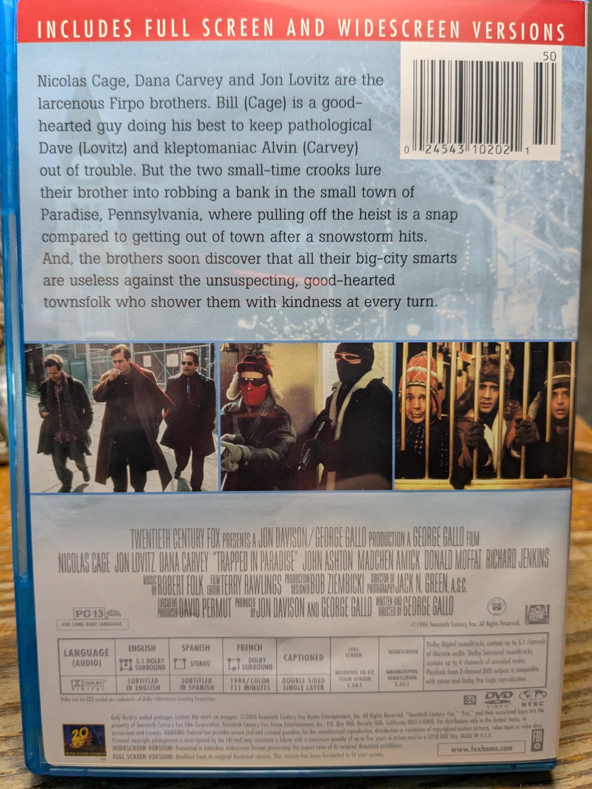 Trapped In Paradise (DVD) 1994 Nicolas Cage, Jon Lovitz & Dana Carvey – VG++