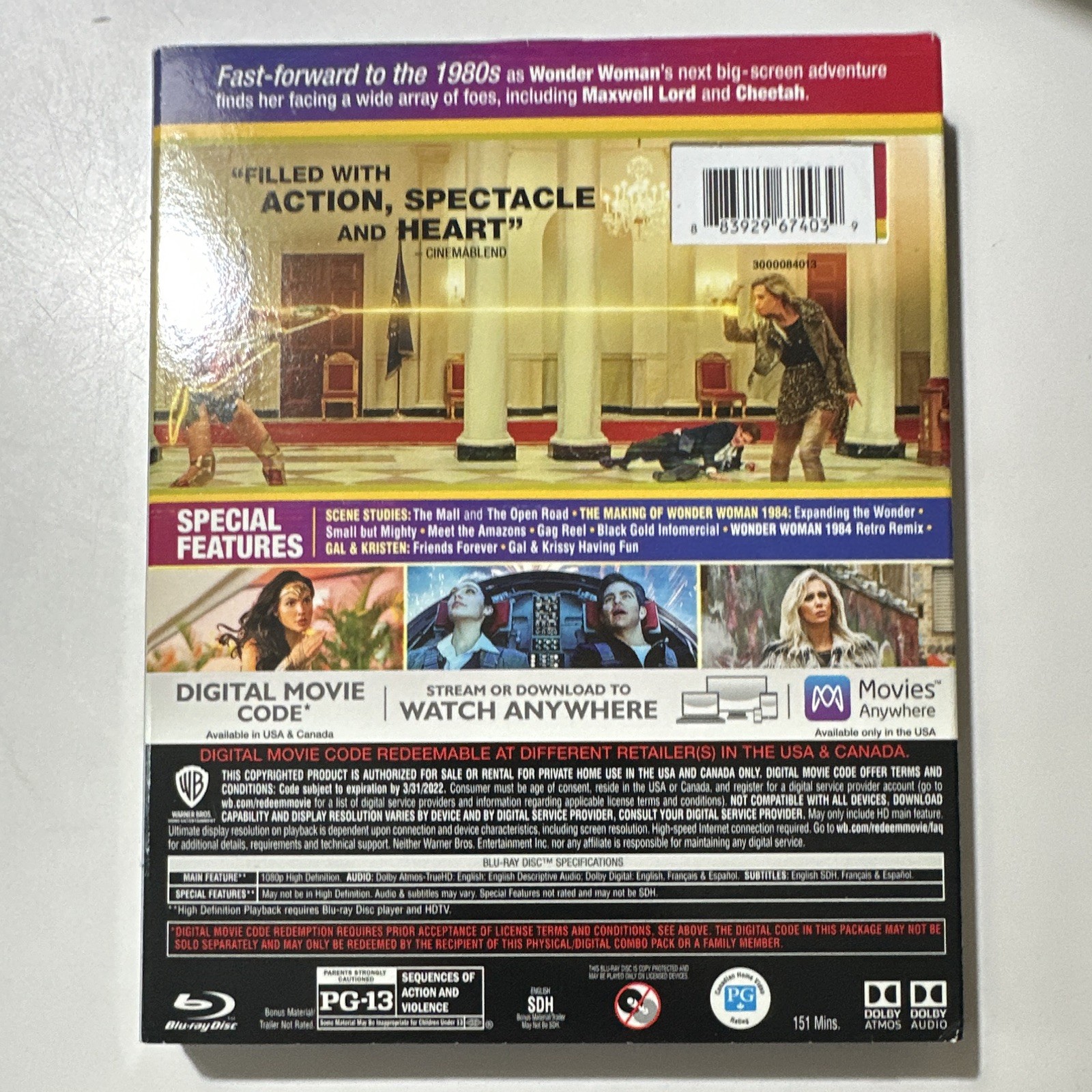Wonder Woman 1984 Blu-ray + DVD + Digital Copy PG-13 151 Min DC