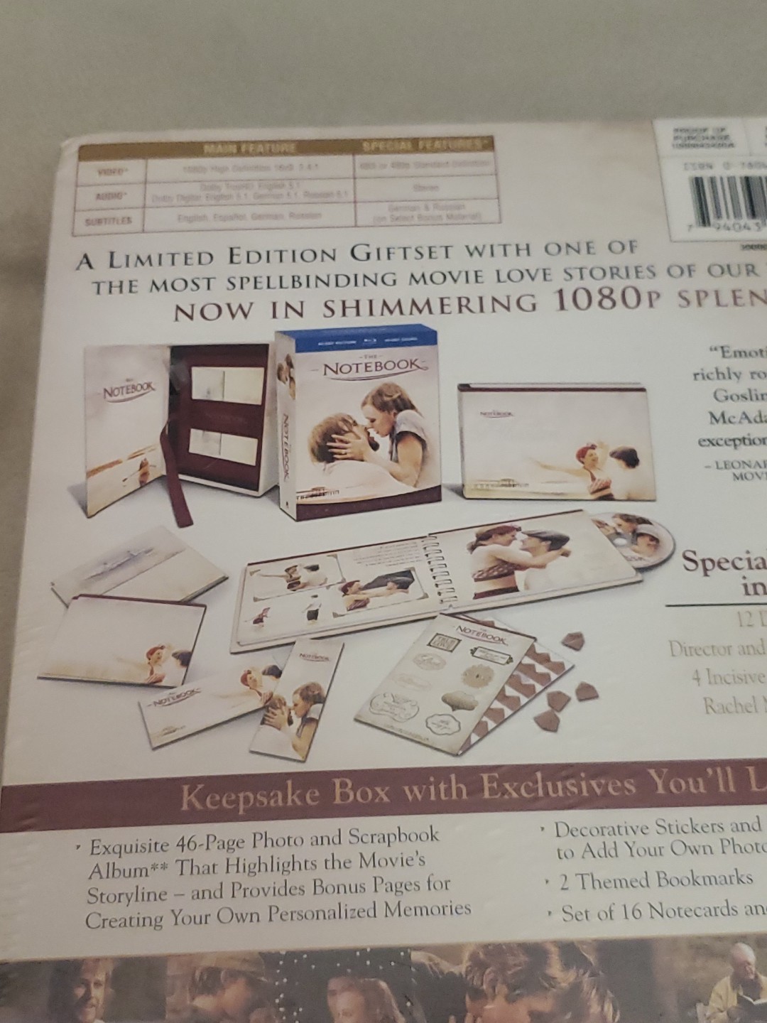 The Notebook Collector’s Limited Edition Giftset Keepsake Box – Blu Ray – New