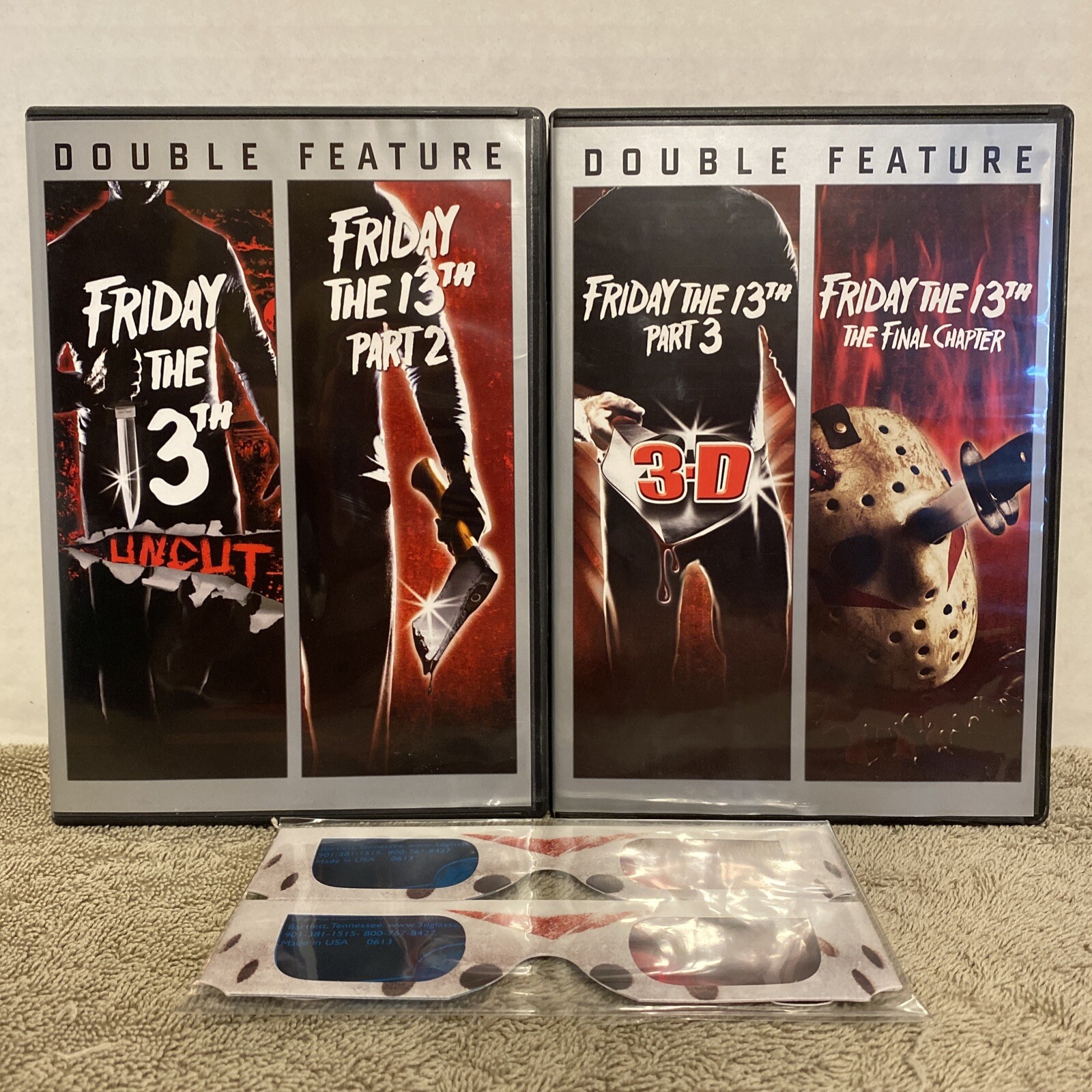 Friday the 13th Uncut Part II 2 III 3 Final Chapter DVD w/ Glasses Horror Lot