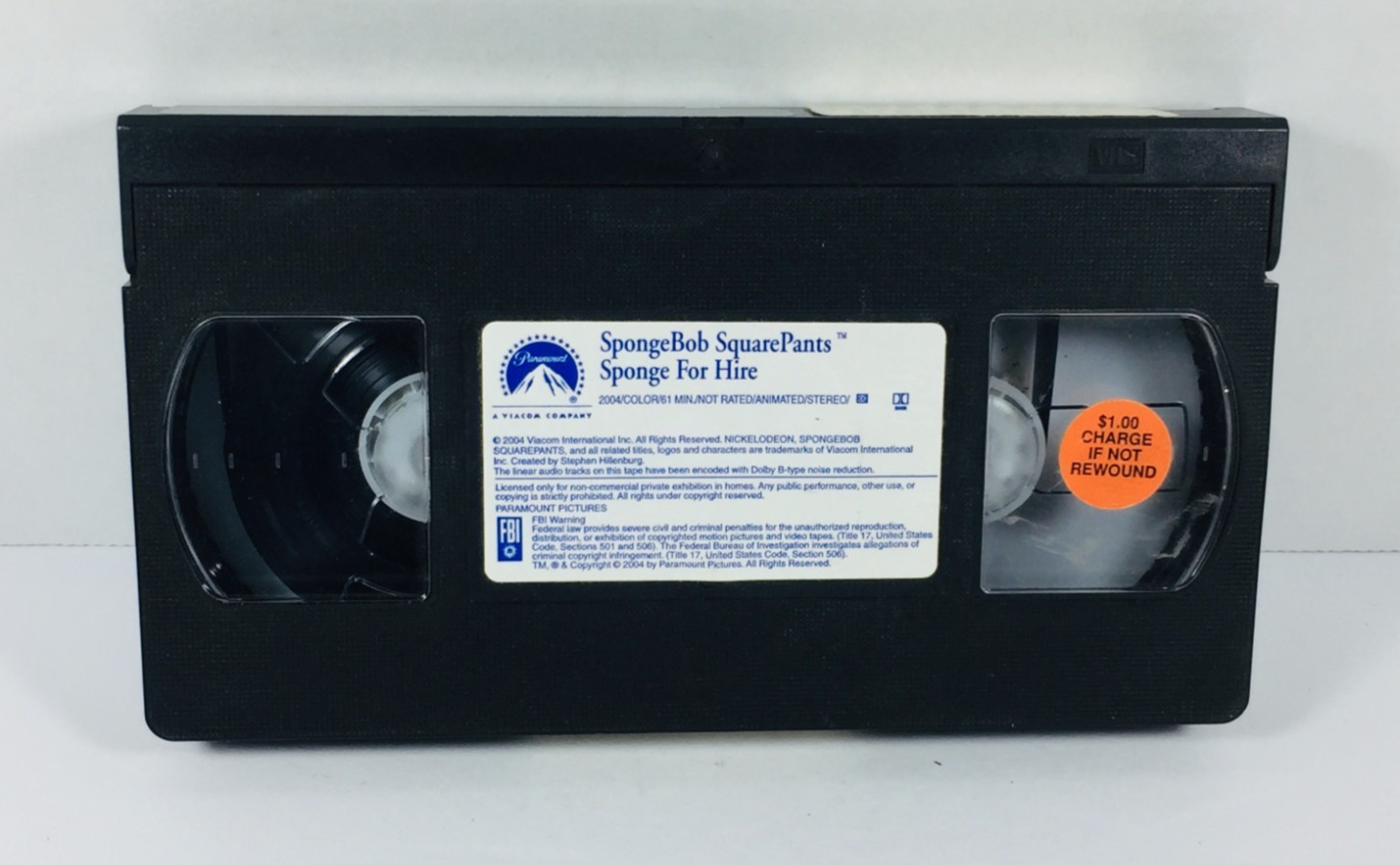 SPONGEBOB SQUAREPANTS – SPONGE FOR HIRE (2004) VHS TAPE MOVIE (NO BOX) RARE+++