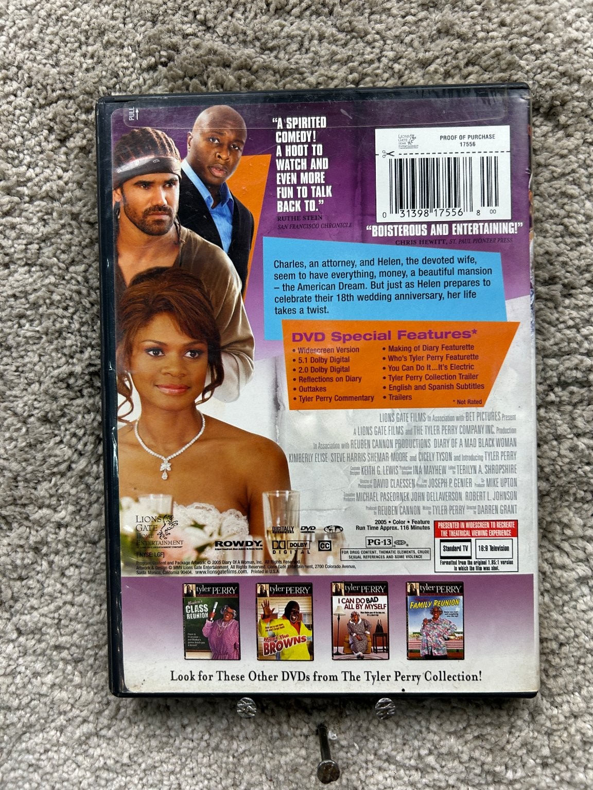 Tyler Perry’s Diary of a Mad Black Woman DVD 2005 Kimberly Elise Shemar Moore
