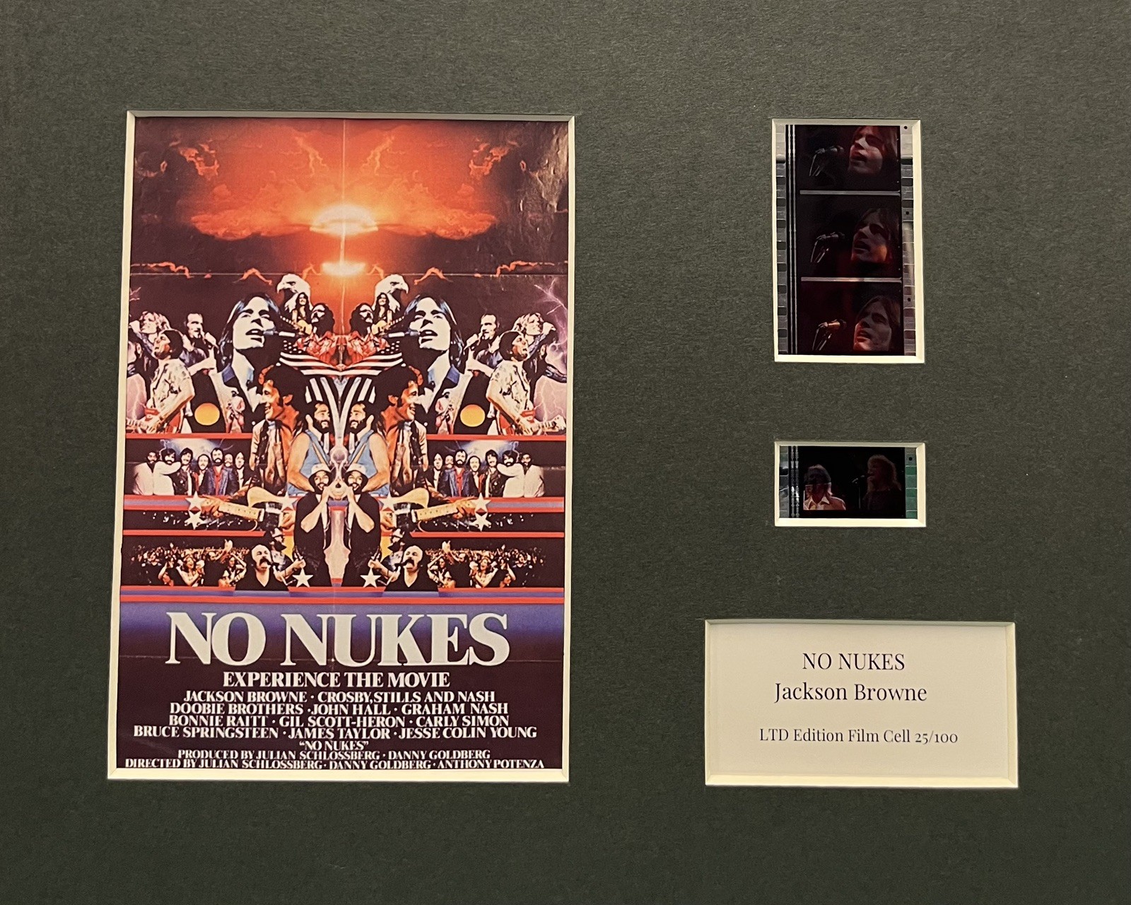 NO NUKES Jackson Browne . . 35mm Film Cell Mounted Display