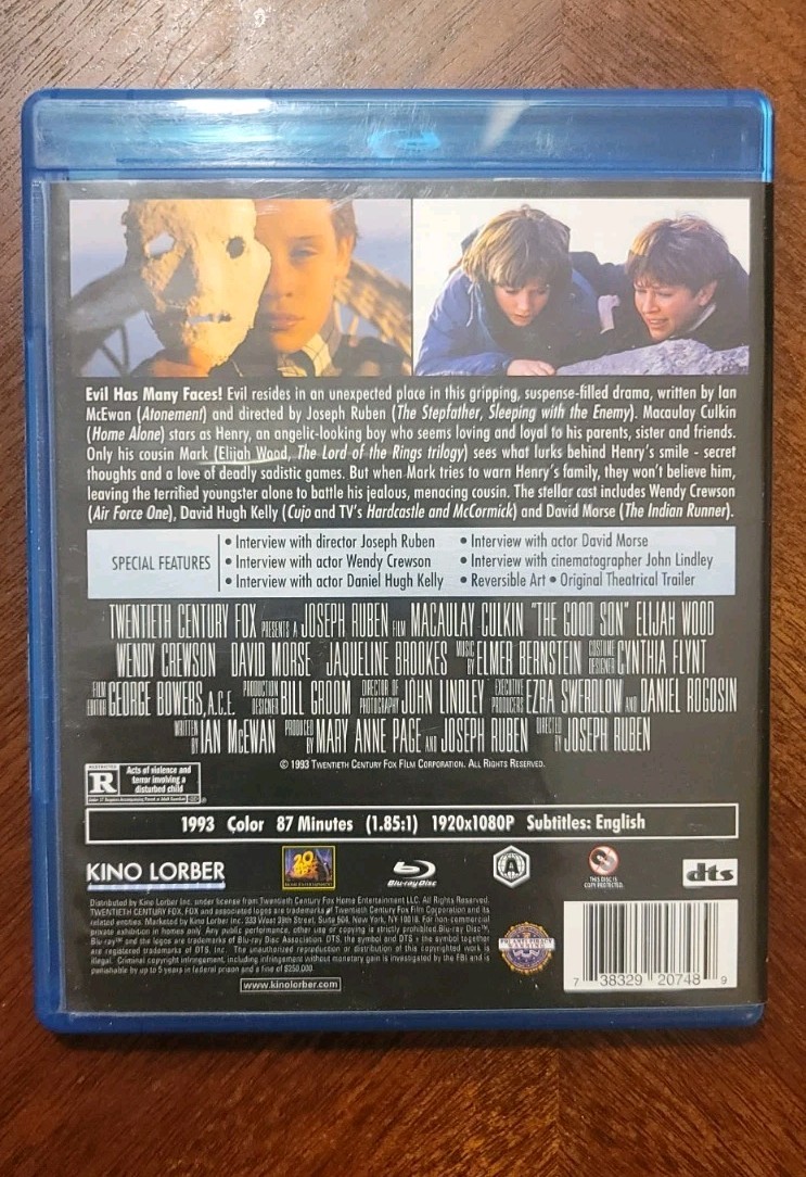 Kino Lorber The Good Son (1993) Blu-ray Macaulay Culkin Interviews OOP