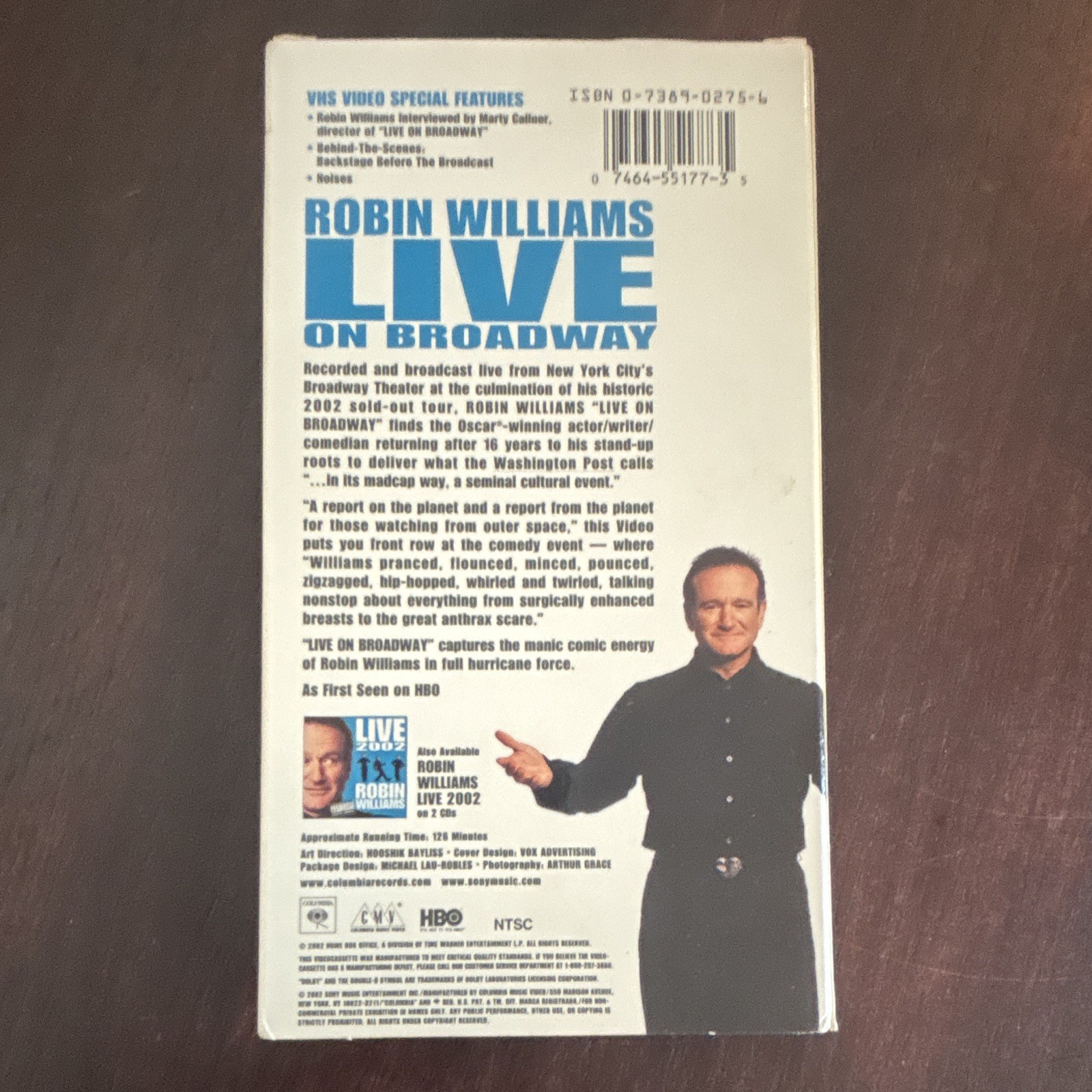 HBO Home Video Robin Williams Live on Broadway VHS NTSC Comedy Stand-Up NR