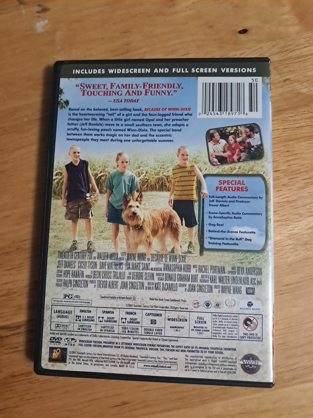 Because of Winn-Dixie DVD 2005 Family Includes Bonus Features 20th Century Fox